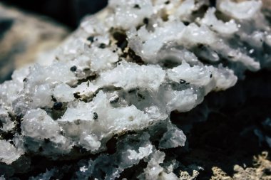 Ölü Deniz İsrail 21 Nisan 2018, İsrail 'deki Ölü Deniz' den kristal tuza yakın çekim