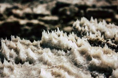 Ölü Deniz İsrail 21 Nisan 2018, İsrail 'deki Ölü Deniz' den kristal tuza yakın çekim