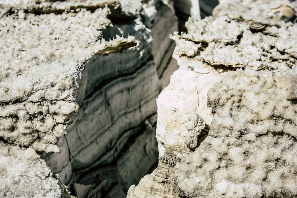 Döda Havet Israel April 2018 Närbild Kristallsalt Från Döda Havet — Stockfoto