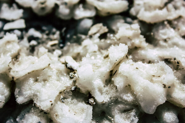 Dead Sea Israel April 21, 2018 Closeup of crystal salt from the Dead Sea in Israel