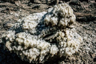 Ölü Deniz İsrail 21 Nisan 2018, İsrail 'deki Ölü Deniz' den kristal tuza yakın çekim