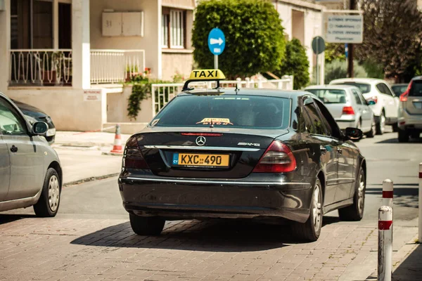 Limassol Chipre Abril 2020 Vista Taxi Chipriota Tradicional Rodando Por — Foto de Stock