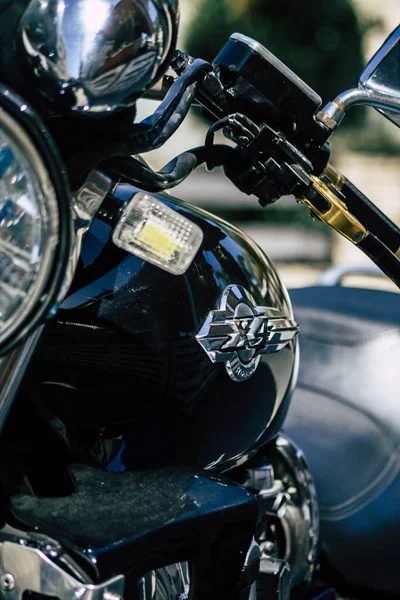 Limassol Chipre Abril 2020 Fecho Uma Motocicleta Honda Estacionada Nas — Fotografia de Stock