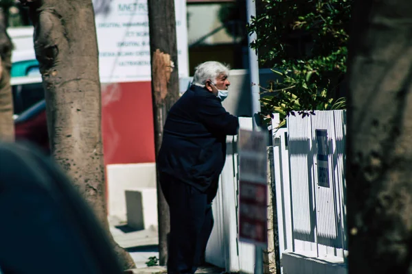 Limassol Cyprus April 2020 View Unidentified People Walking Empty Streets — Stock Photo, Image