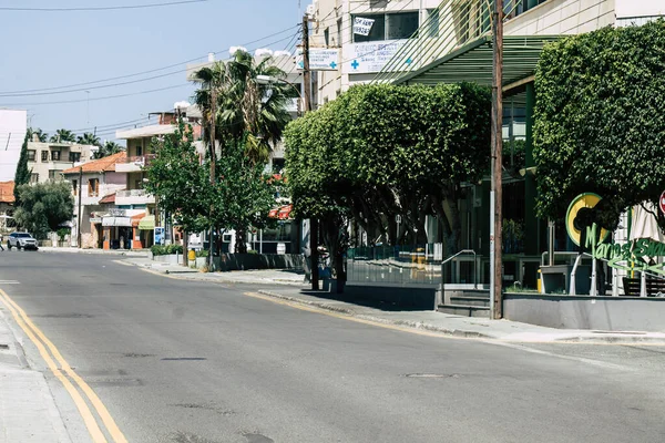 Limassol Cyprus April 2020 Zicht Lege Straat Van Limassol Tijdens — Stockfoto