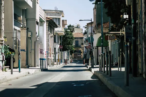 Limassol Cyprus April 2020 Zicht Lege Straat Van Limassol Tijdens — Stockfoto