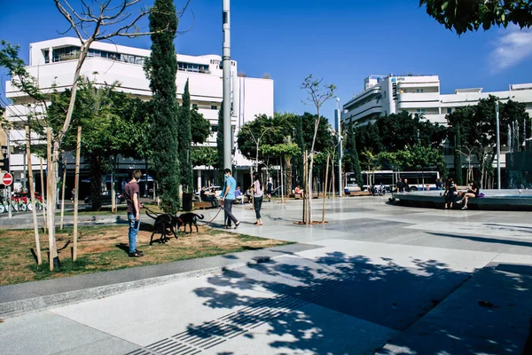 Tel Aviv Israel Abril 2020 Vista Personas Identificadas Caminando Calle — Foto de Stock