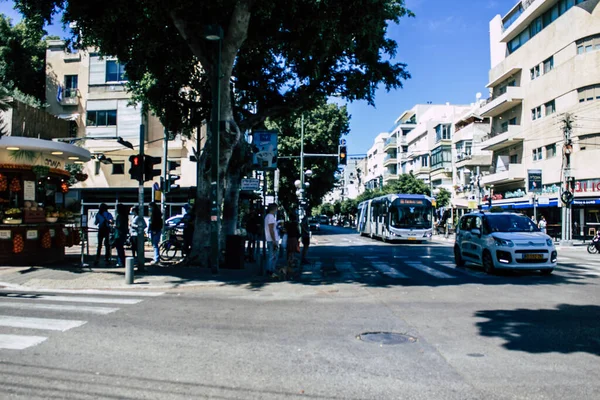 Tel Awiw Izrael Kwietnia 2020 Widok Izraelską Taksówkę Toczącą Się — Zdjęcie stockowe