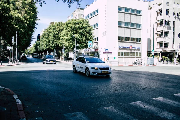Тель Авив Израиль Мая 2020 Вид Израильское Такси Прокатившееся Улице — стоковое фото