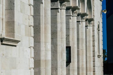 Limasol Kıbrıs Rum Ortodoks Carhedral AYIA NAPA 'nın mimarisinin 5 Mayıs 2020' de öğleden sonra Limasol kentinde kapatılması