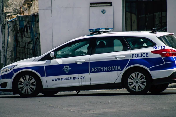 Limassol Cypern Maj 2020 Utsikt Över Traditionell Polisbil Rullande Gatorna — Stockfoto