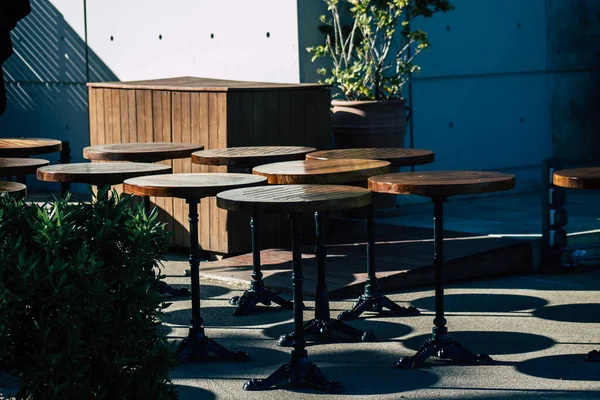 Limassol Chypre Mai 2020 Vue Différentes Chaises Tables Restaurants Fermés — Photo