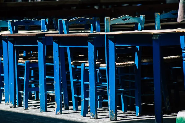 Limassol Cyprus May 2020 View Various Chairs Tables Restaurants Closed — Stock Photo, Image