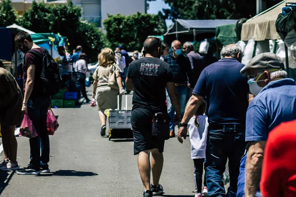 Limassol Cypern Maj 2020 Visa Ett Oidentifierat Folk Utan Ansiktsmask — Stockfoto