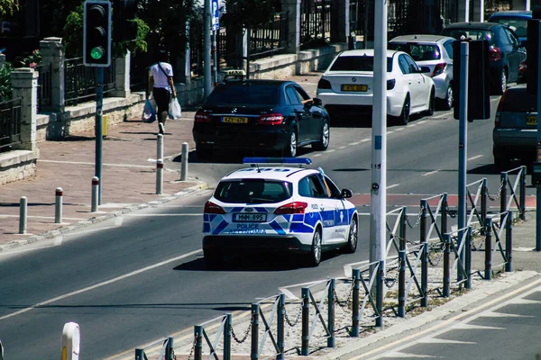 Limassol Chipre Maio 2020 Vista Carro Policial Cipriota Tradicional Rolando — Fotografia de Stock