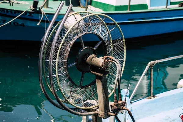 Limassol Cyprus Mei 2020 Sluiting Van Een Boot Afgemeerd Jachthaven — Stockfoto