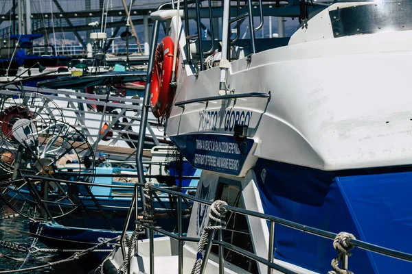 Limassol Cyprus Mei 2020 Sluiting Van Een Boot Afgemeerd Jachthaven — Stockfoto