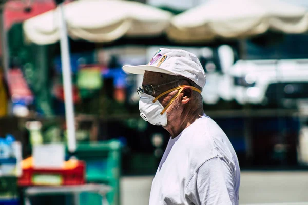 Limassol Cyprus May 2020 View Unidentified People Face Mask Protect — Stock Photo, Image