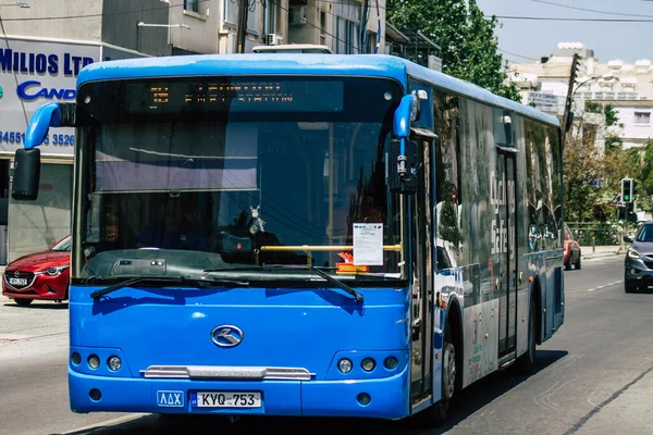 Limassol Chypre Mai 2020 Vue Autobus Public Traditionnel Roulant Dans — Photo