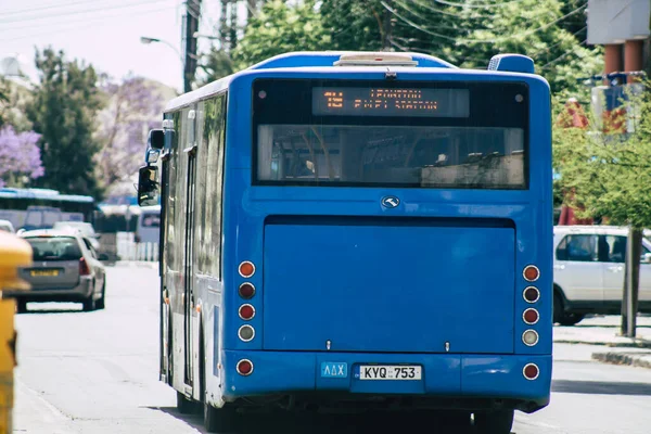 Limassol Chipre Mayo 2020 Vista Autobús Público Tradicional Rodando Las —  Fotos de Stock