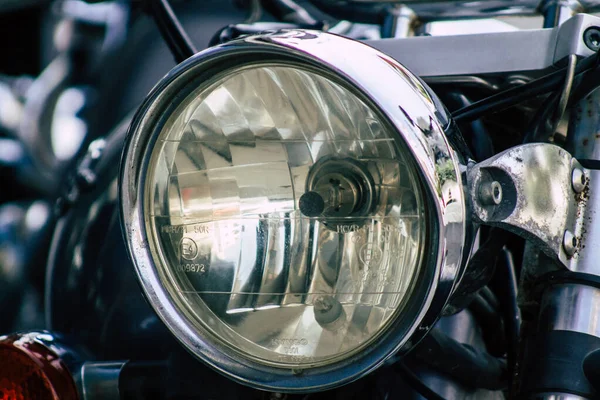 Stock image Limassol Cyprus May 21, 2020 Closeup of a motorcycle parked in the streets of Limassol in Cyprus island