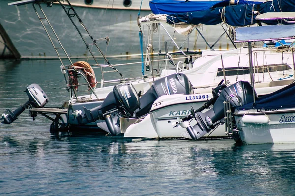 Limassol Cypr Maj 2020 Zbliżenie Łodzi Zacumowanej Marinie Limassol Wyspie — Zdjęcie stockowe