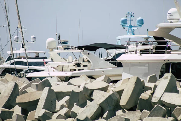 Limassol Cypr Maj 2020 Zbliżenie Łodzi Zacumowanej Marinie Limassol Wyspie — Zdjęcie stockowe