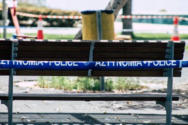 Limasol Kıbrıs Rum Kesimi 21 Mayıs 2020 Limasol kentinde Coronavirüs salgını nedeniyle çocuksuz bir oyun parkı manzarası