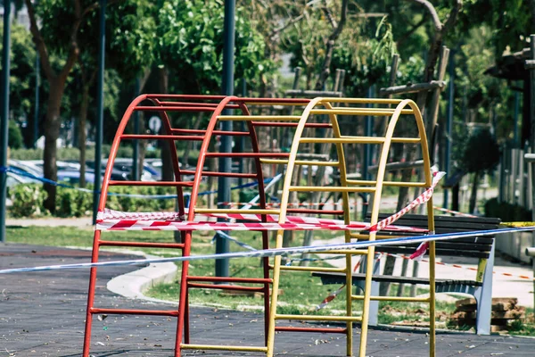 Limassol Chipre Maio 2020 Vista Parque Infantil Sem Crianças Devido — Fotografia de Stock