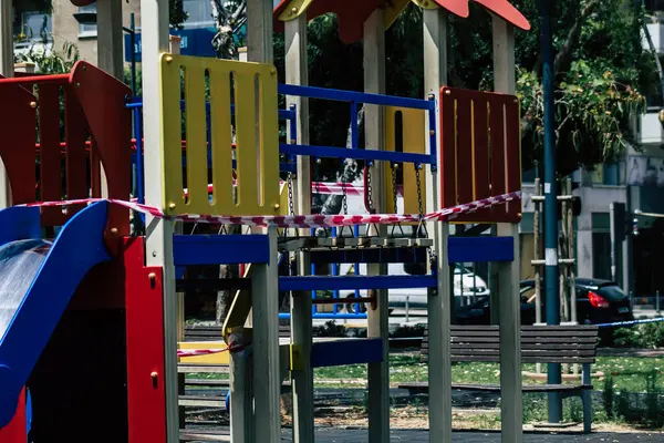 Limassol Cyprus May 2020 View Playground Any Children Due Epidemic — Stock Photo, Image