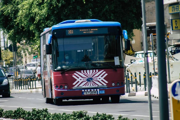 Limassol Chipre Mayo 2020 Vista Autobús Público Chipriota Tradicional Rodando —  Fotos de Stock
