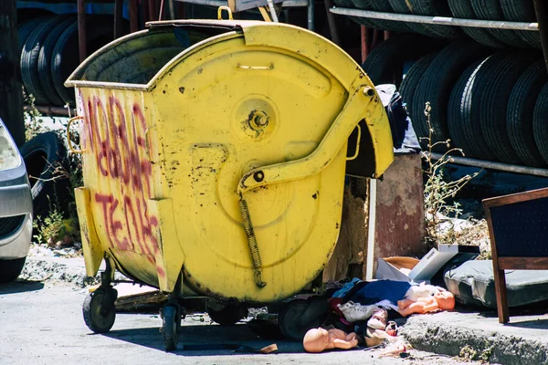 Limassol Cyprus May 2020 Closeup Garbage Container Streets Limassol Cyprus — Stock Photo, Image