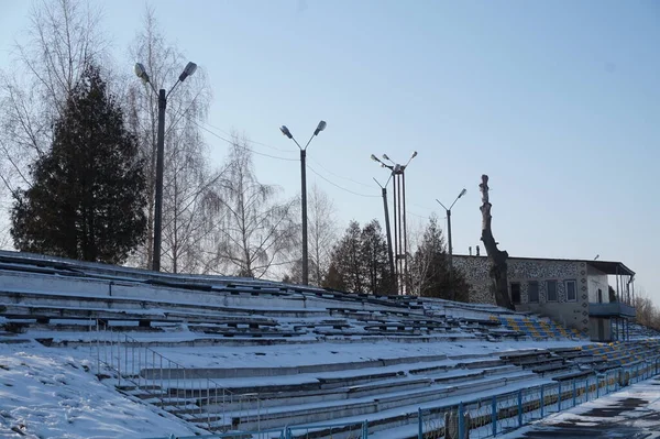 Stade Football Dans Neige — Photo