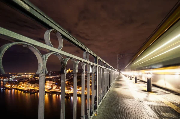 Longue Exposition Sommet Pont Luis Sur Porto Portugal — Photo