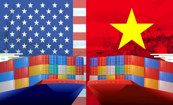 Concept image of USA - Vietnam trade war, Economy conflict, Trade frictions