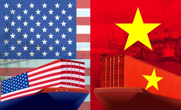 Usa 'nın kavramsal görüntüsü - Vietnam ticaret savaşı, ekonomik çatışma, ticari sürtüşmeler