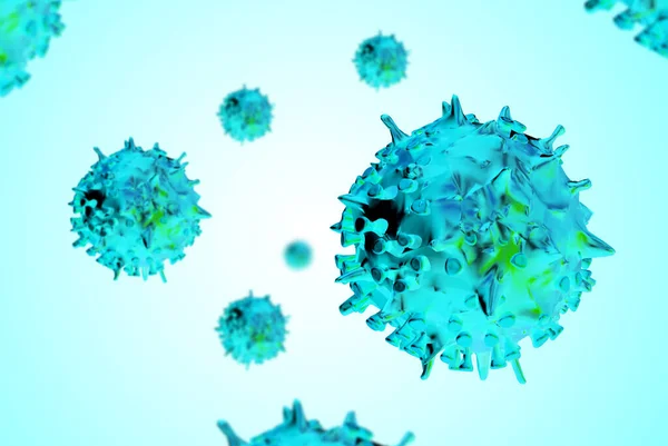 Koronavirus Nebo Covid Ohnisko Pozadí Pandemický Koncept Buňkami Onemocnění Vykreslení — Stock fotografie