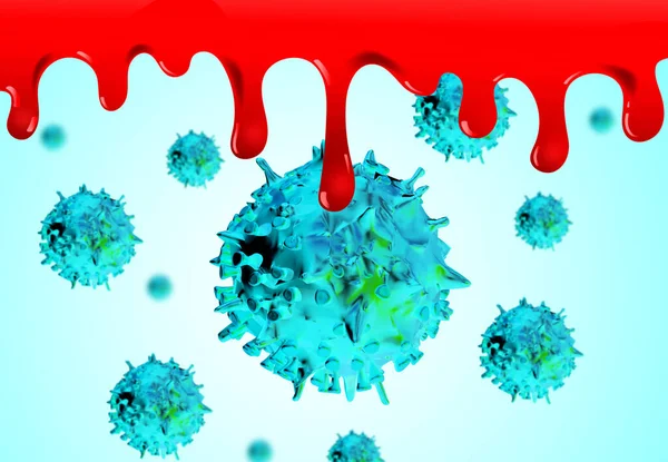 コロナウイルスまたはCovid 19感染症の背景 疾患細胞とパンデミックの概念 3Dレンダリング — ストック写真