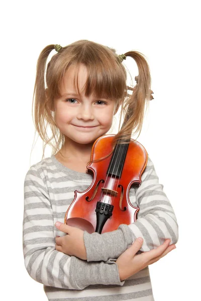 Criança com violino — Fotografia de Stock