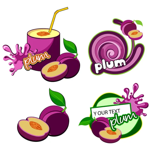 Plum pictogram illustratie geïsoleerde vector — Stockvector