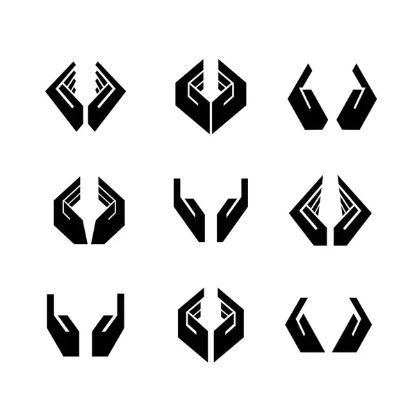 Nine black vector hands in different shapes — Stock Vector