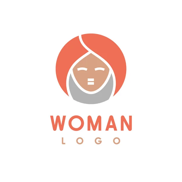 Cercle gris orange avec silhouette de tête de femme — Image vectorielle