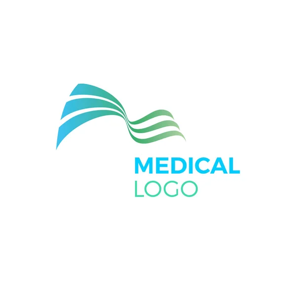 Verde azul abstracto médico logo curvas ondas — Vector de stock