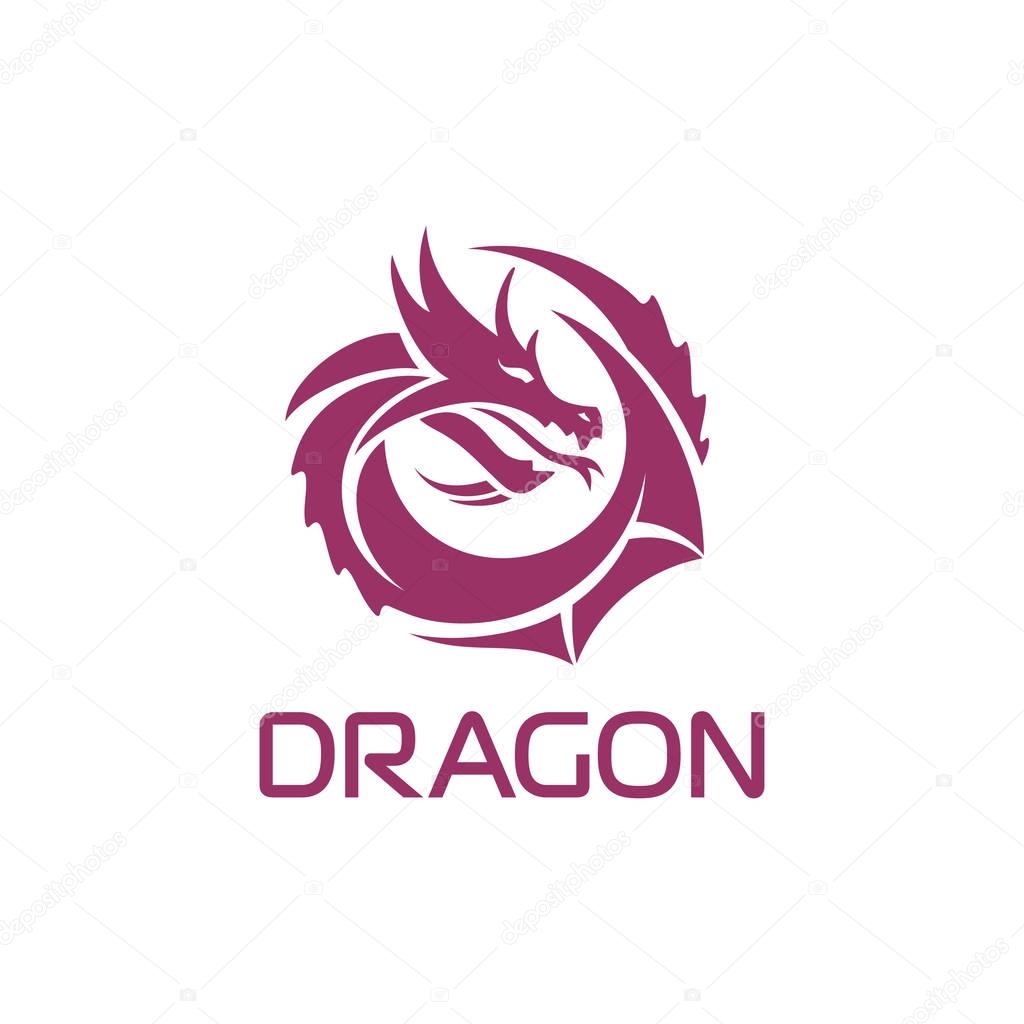 Purple vector Chinese dragon in a circle shape