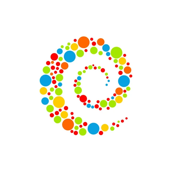 Pequeñas diferencias y círculos de color y tamaño en espiral — Vector de stock