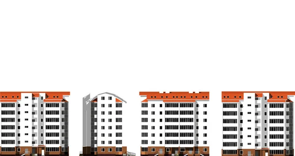 Modern houses. City, architecture. Raster illustration — Stock Photo, Image