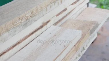 İnşaat malzemeleri. Yeni pine panoları ve ölçme şerit metre