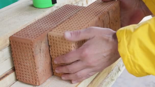 Tijolos de construção de tijolos completos — Vídeo de Stock