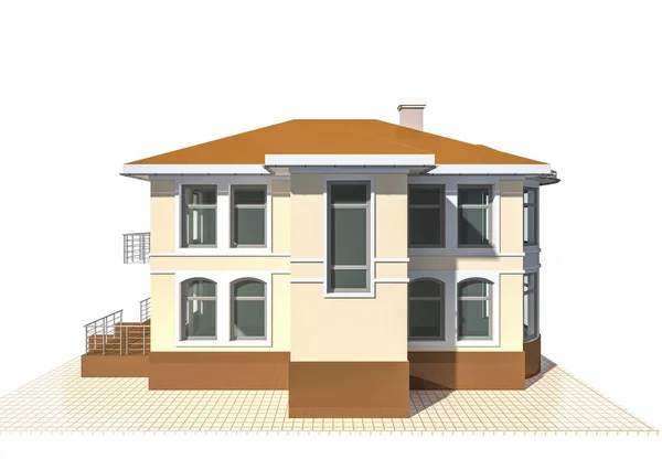 Private Cottage Residential Building Illustration White Background — Stock Photo, Image