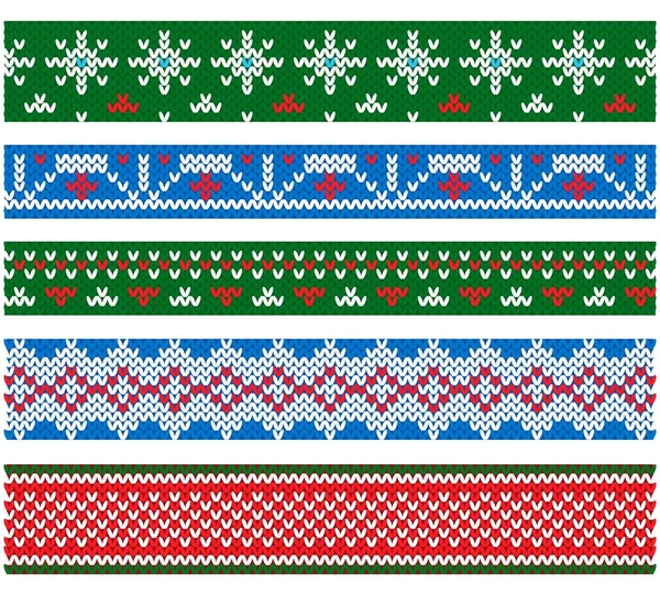 Año nuevo y fiesta de Navidad Estilo plano vector tejer fronteras — Vector de stock